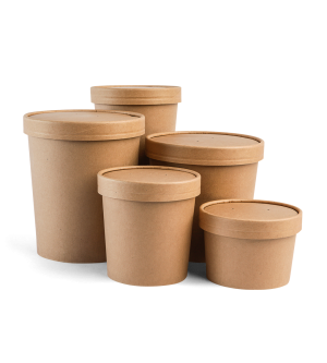 Heavy Duty Paper Containers & Lids Kraft