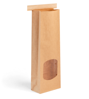 Kraft Retail Bags with Window and Tin-Tie