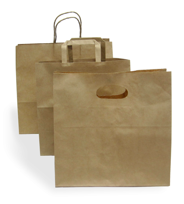 Kraft Paper Carry Bags with Handle - Wide Base